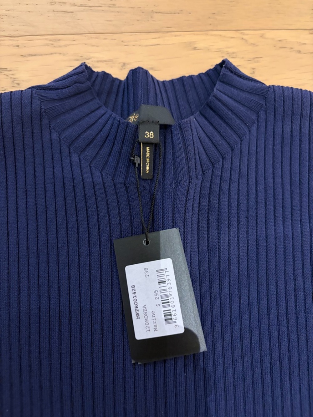 MAJE Rosea studded stretch-knit mini dress in Marine - Picture 4 of 4